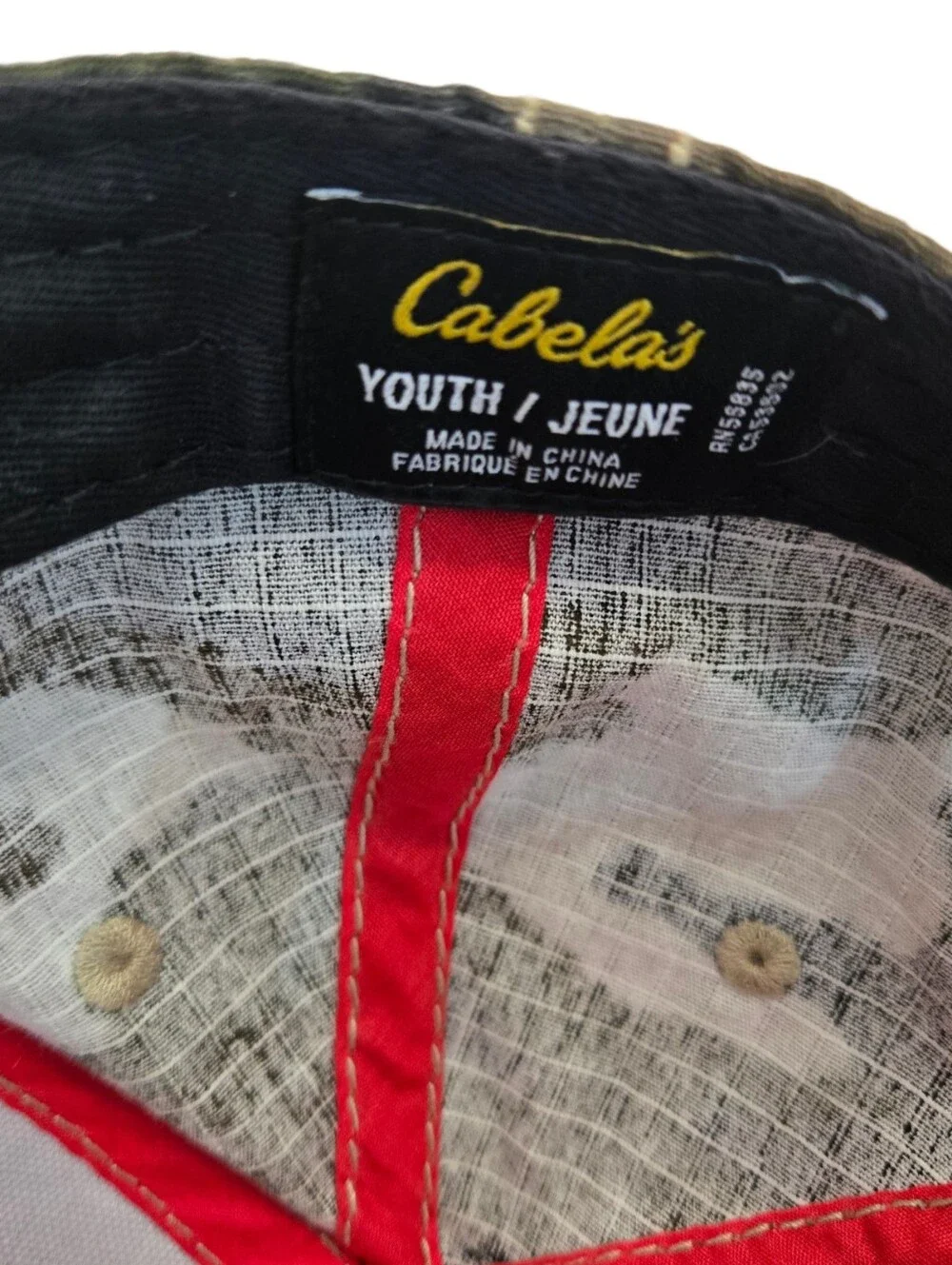 🧢 Cabela's Youth Camo Snapback Hat Legendary Outfitter American Flag Cap